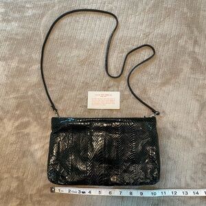 Vintage 1960s real snakeskin black crossbody purse
